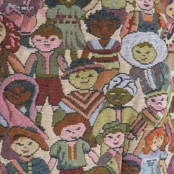 Vintage "Kids Around the World" Tapestry Vest, Size Large UNISEX (TEACHERS) - Picture 6 of 8